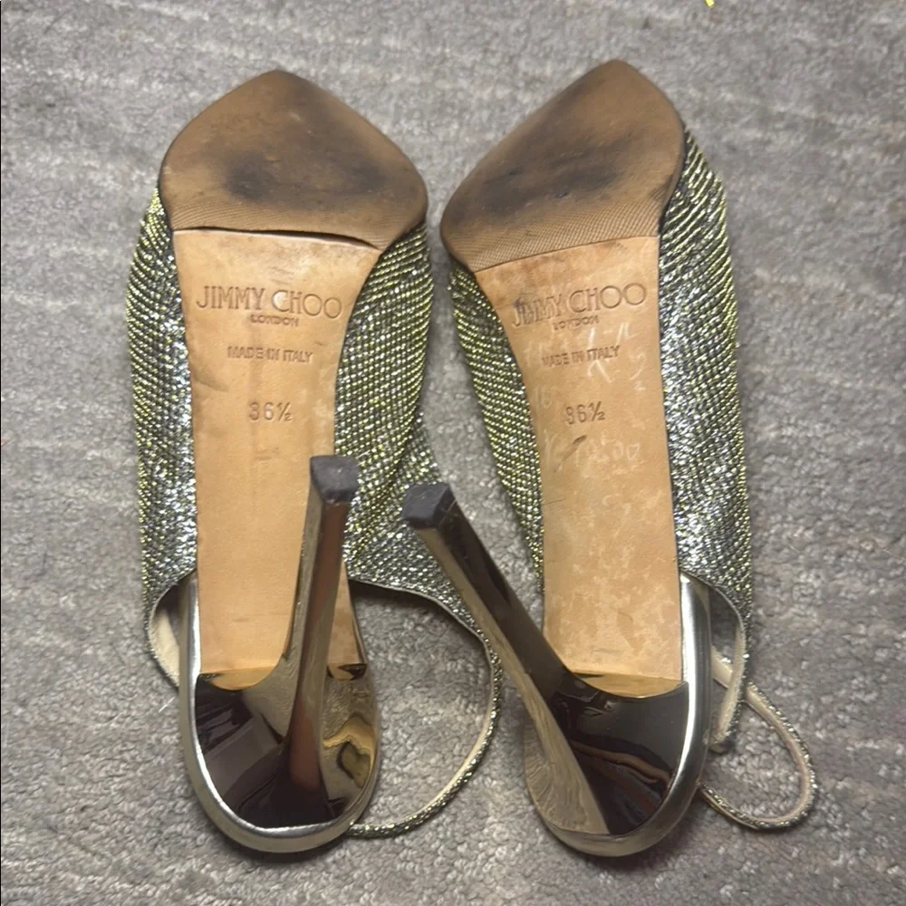 Jimmy Choo Gold Slingback Heels - Picture 8 of 10